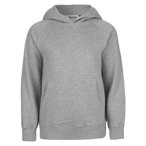 Grau melierter Kapuzenpullover mit Kängurutasche und Rippbündchen