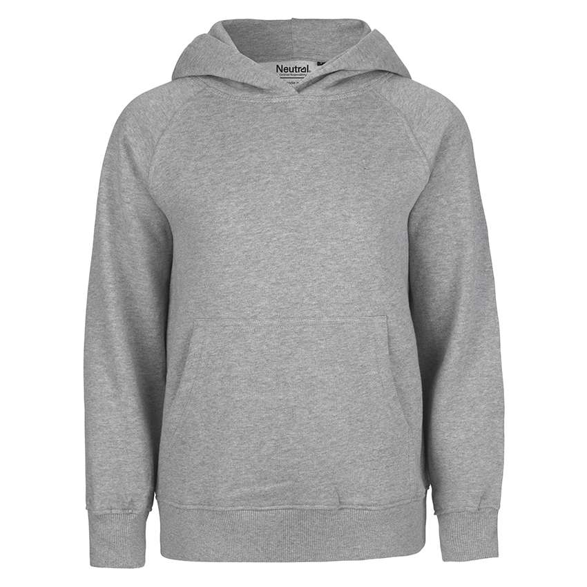 Grau melierter Kapuzenpullover mit Kängurutasche und Rippbündchen