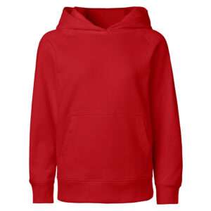 Rotes Kapuzen-Sweatshirt mit Kängurutasche und gerippten Bündchen