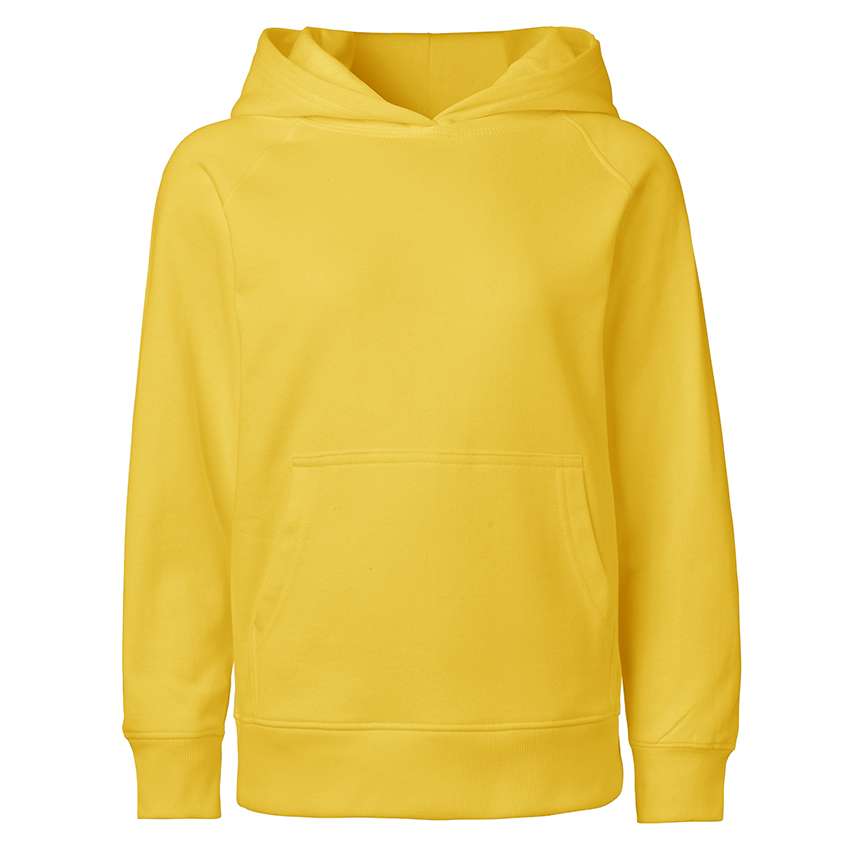 Gelber Kapuzenpullover mit Kängurutasche, Frontansicht