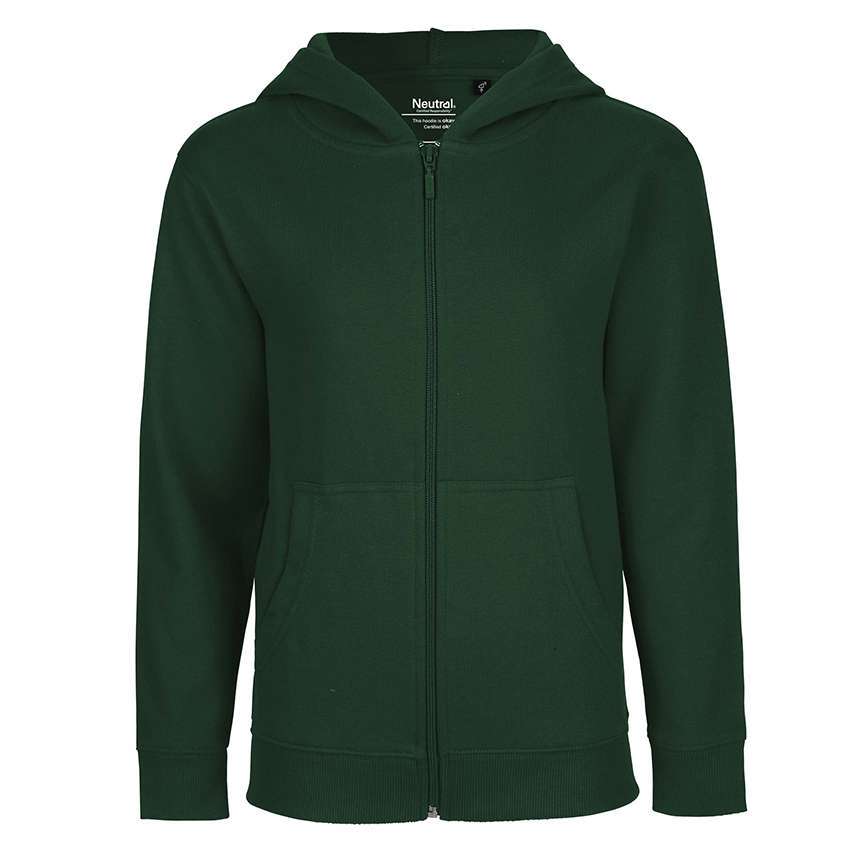 Dunkelgrüne Kapuzenjacke mit Reißverschluss und Kängurutaschen