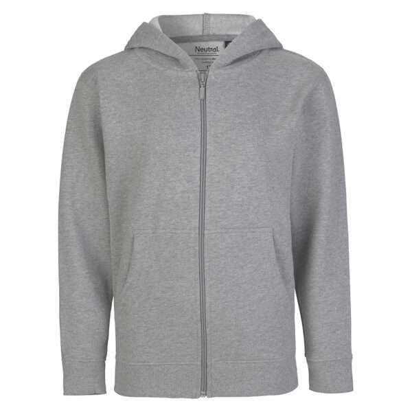 Grau melierte Kapuzenjacke mit durchgehendem Reißverschluss und Kängurutasche