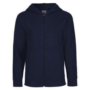 Dunkelblauer Kapuzenpullover mit Reißverschluss und Kängurutaschen