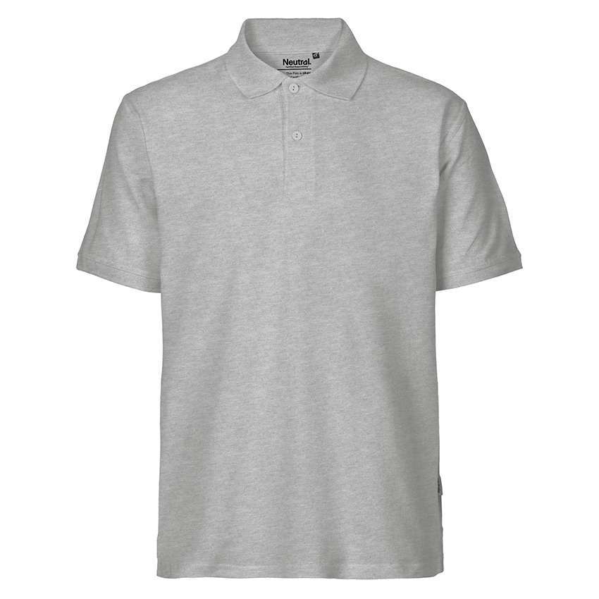 Hellgraues kurzärmeliges Poloshirt mit Zwei‑Knopf‑Leiste und klassischem Kragen