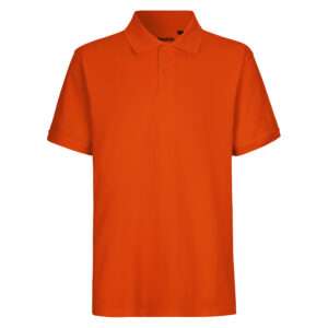 Oranges, unifarbenes Polohemd mit kurzen Ärmeln und Knopfleiste