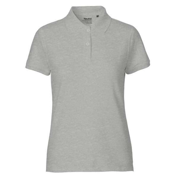 Hellgraues Damen-Poloshirt, kurze Ärmel, Knopfleiste mit zwei Knöpfen