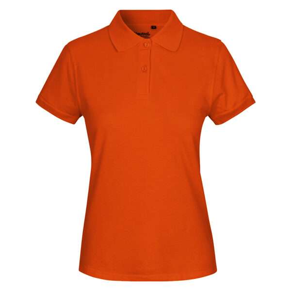 Oranges Damen-Poloshirt mit kurzen Ärmeln und zwei Knöpfen