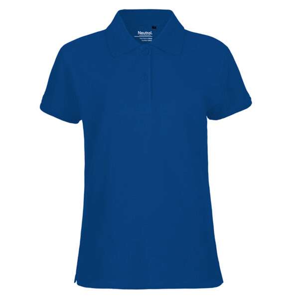 Royalblaues Damen-Poloshirt mit kurzen Ärmeln und Knopfleiste