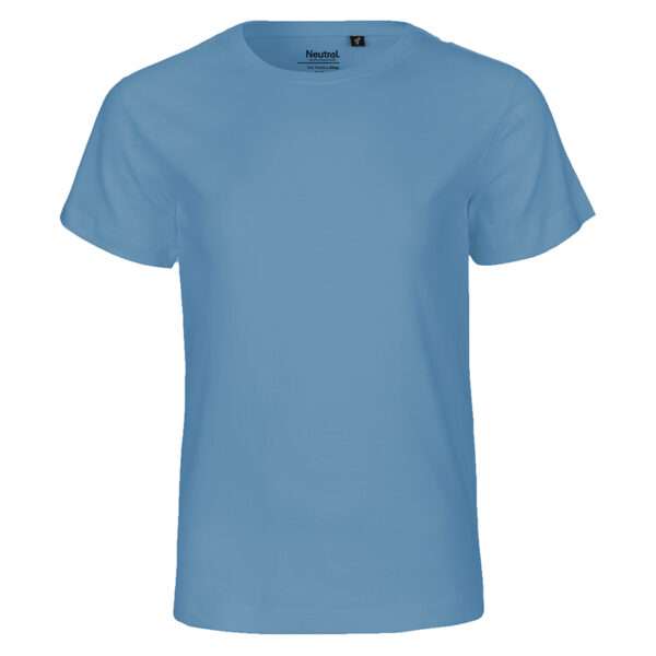 Hellblaues unbedrucktes T‑Shirt mit Rundhals und kurzen Ärmeln