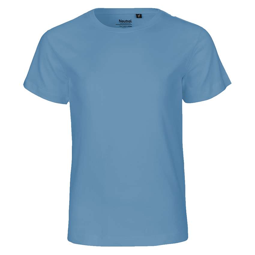 Hellblaues unbedrucktes T‑Shirt mit Rundhals und kurzen Ärmeln