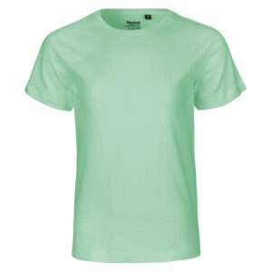 Hellgrünes unifarbenes T-Shirt mit Rundhalsausschnitt und kurzen Ärmeln