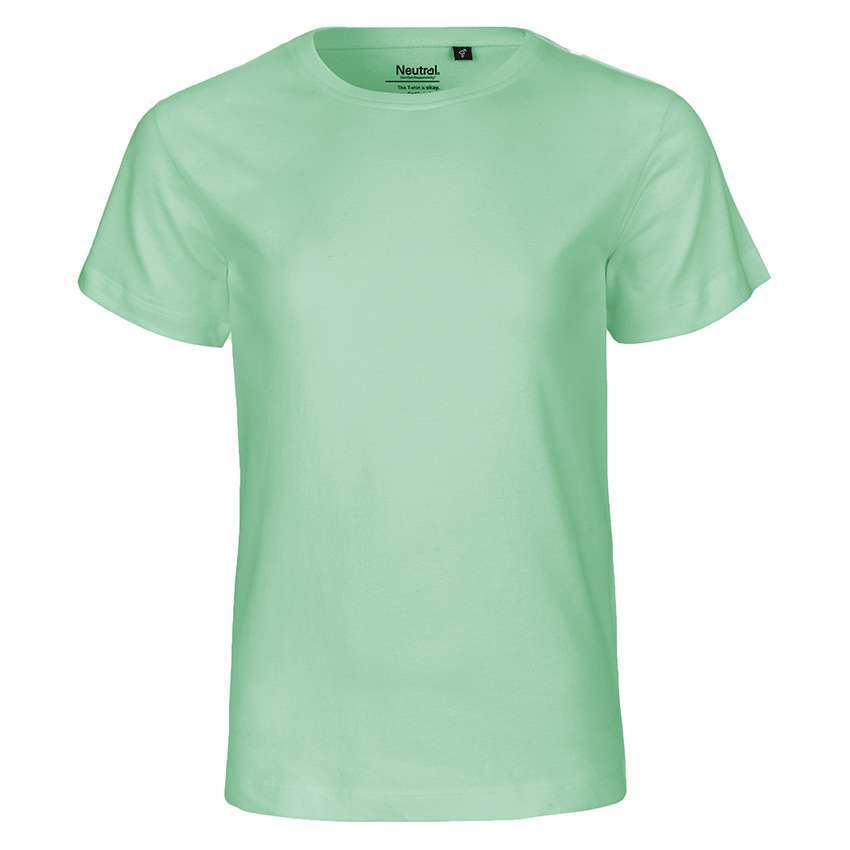 Hellgrünes unifarbenes T-Shirt mit Rundhalsausschnitt und kurzen Ärmeln