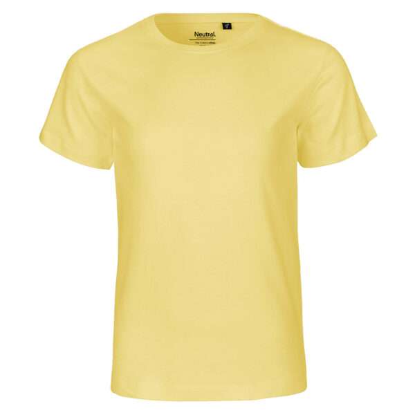 Gelbes schlichtes T‑Shirt auf weißem Hintergrund