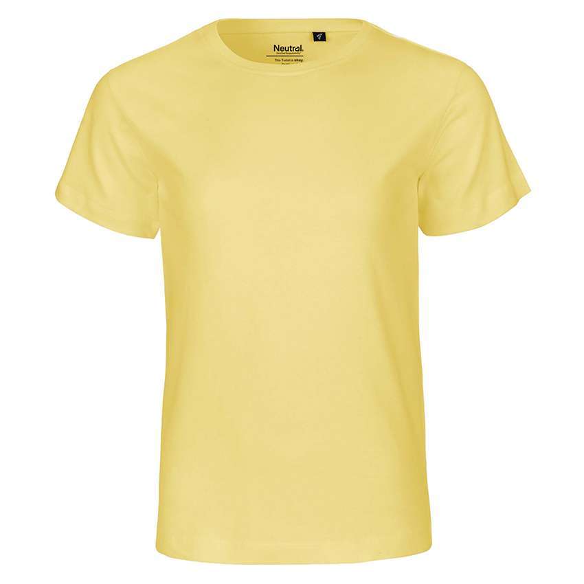 Gelbes schlichtes T‑Shirt auf weißem Hintergrund