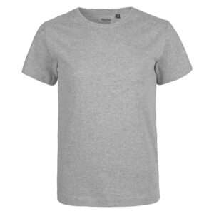 Grau meliertes kurzärmliges T‑Shirt mit Rundhalsausschnitt