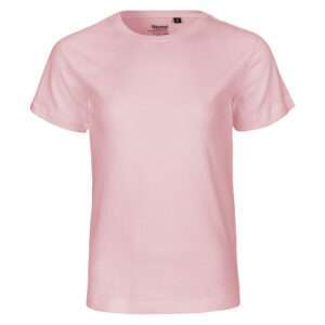 Helles rosa T‑Shirt mit Rundhals und kurzen Ärmeln