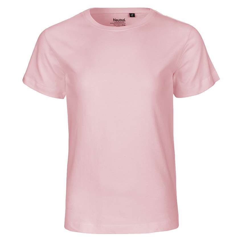 Helles rosa T‑Shirt mit Rundhals und kurzen Ärmeln