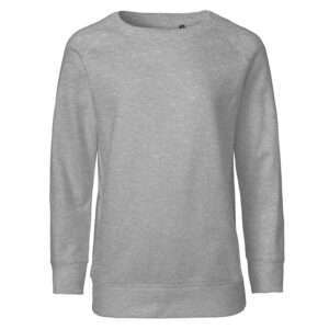 Hellgrauer unifarbener Pullover mit Rundhalsausschnitt und langen Ärmeln