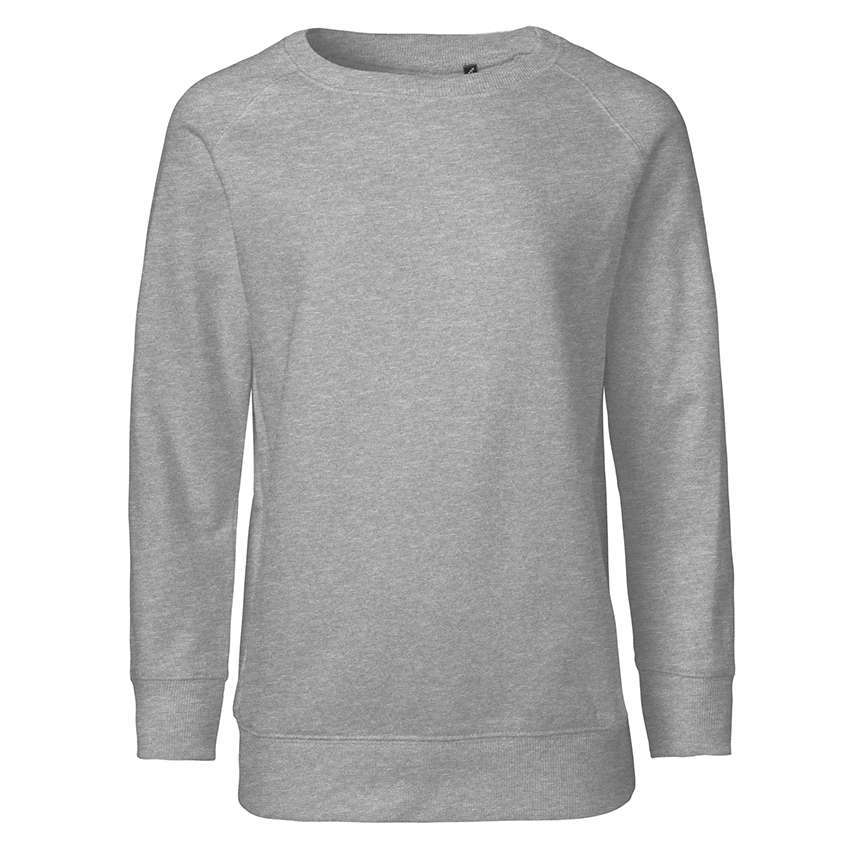 Hellgrauer unifarbener Pullover mit Rundhalsausschnitt und langen Ärmeln