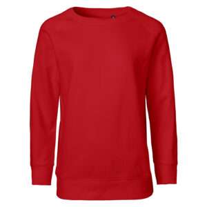 Rotes schlichtes Sweatshirt mit Rundhals und langen Ärmeln, frontale Ansicht