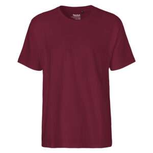 Uni-bordeauxfarbenes T-Shirt mit Rundhals und kurzen Ärmeln