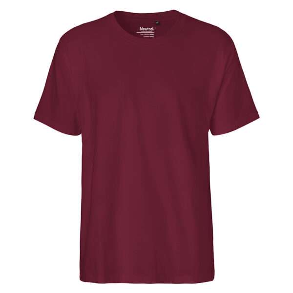 Uni-bordeauxfarbenes T-Shirt mit Rundhals und kurzen Ärmeln