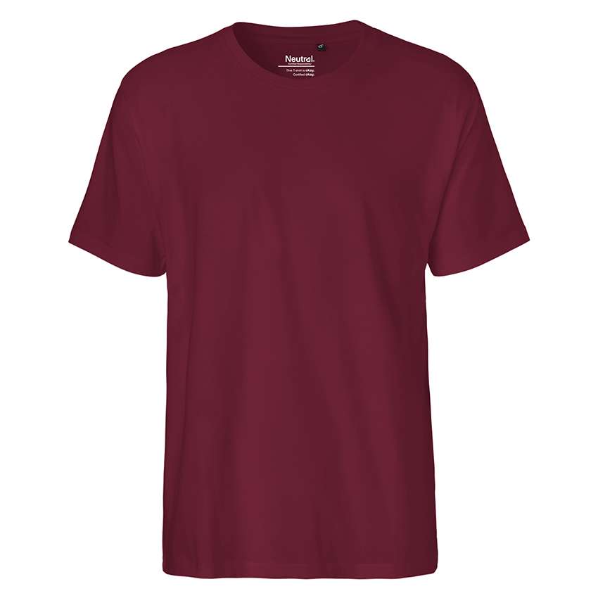 Uni-bordeauxfarbenes T-Shirt mit Rundhals und kurzen Ärmeln
