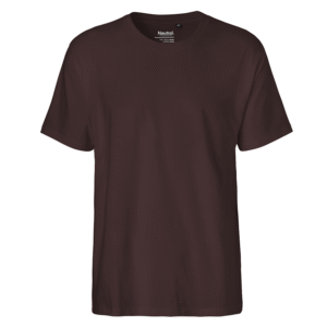 Einfaches dunkelbraunes T-Shirt mit Rundhalsausschnitt