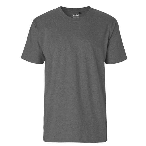 Dunkelgraues unifarbenes T‑Shirt mit Rundhals und kurzen Ärmeln