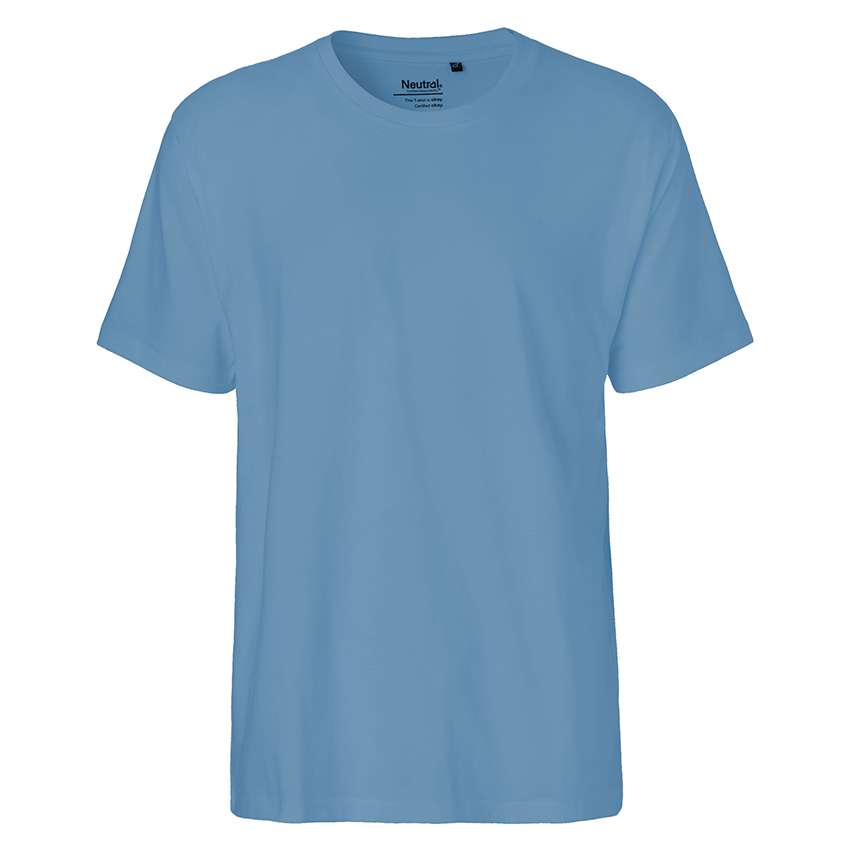 Hellblaues unbedrucktes T‑Shirt mit Rundhalsausschnitt, Vorderansicht