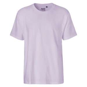Helllila unbedrucktes T-Shirt mit Rundhalsausschnitt, Frontansicht