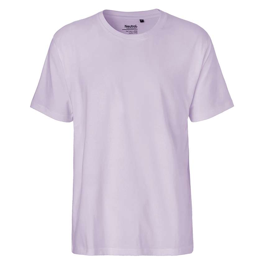 Helllila unbedrucktes T-Shirt mit Rundhalsausschnitt, Frontansicht