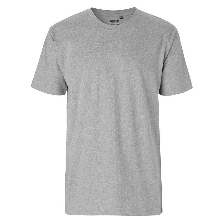 Hellgraues unifarbenes T‑Shirt mit Rundhals und kurzen Ärmeln