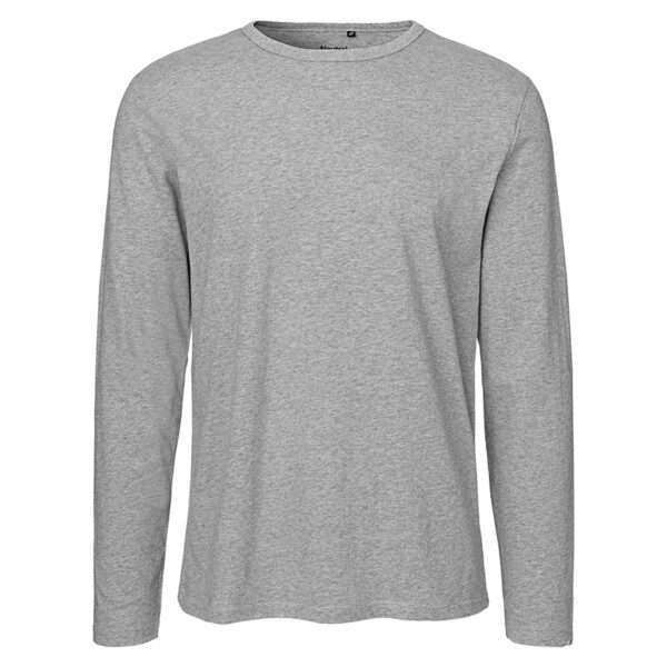 Graues langärmliges T‑Shirt mit Rundhalsausschnitt, schlicht