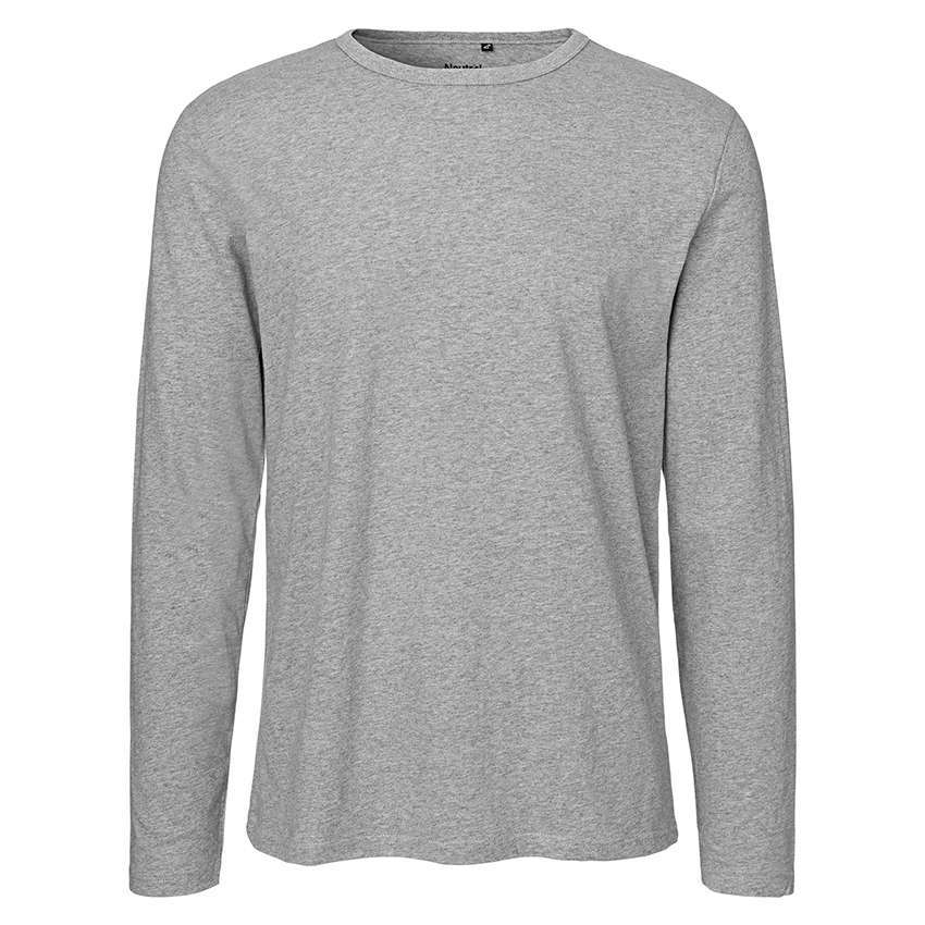 Graues langärmliges T‑Shirt mit Rundhalsausschnitt, schlicht
