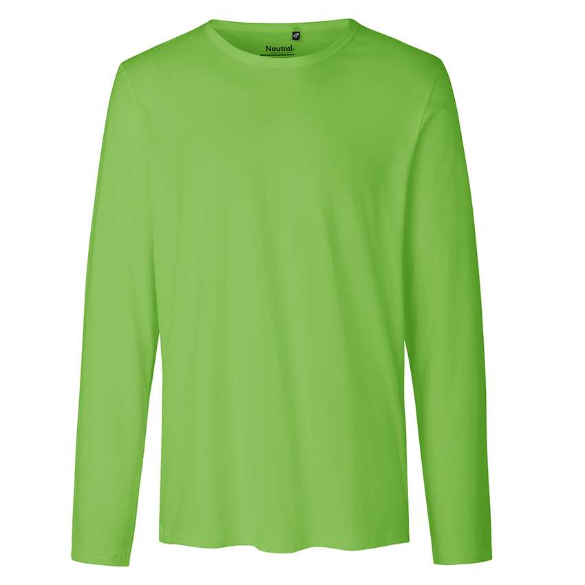 Helles limettengrünes langärmeliges T‑Shirt mit Rundhalsausschnitt, Frontansicht
