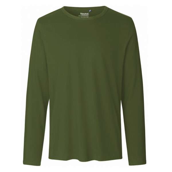 Olivgrünes, schlichtes Langarmshirt mit Rundhalsausschnitt