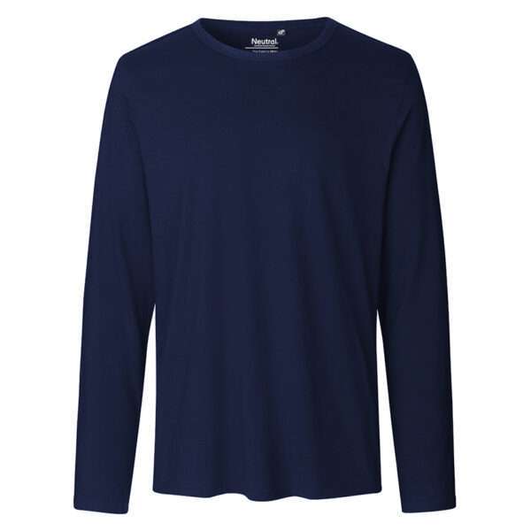 Dunkelblaues, schlichtes Langarmshirt mit Rundhalsausschnitt