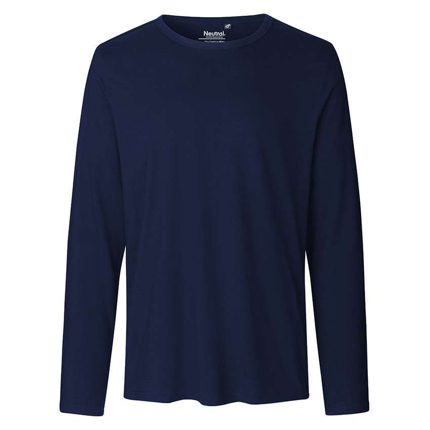 Dunkelblaues, schlichtes Langarmshirt mit Rundhalsausschnitt