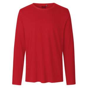 Rotes langärmeliges T‑Shirt mit Rundhalsausschnitt, Vorderansicht