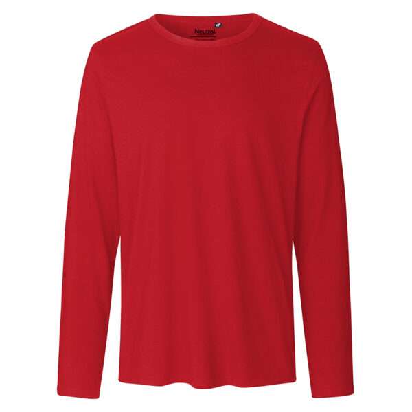 Rotes langärmeliges T‑Shirt mit Rundhalsausschnitt, Vorderansicht