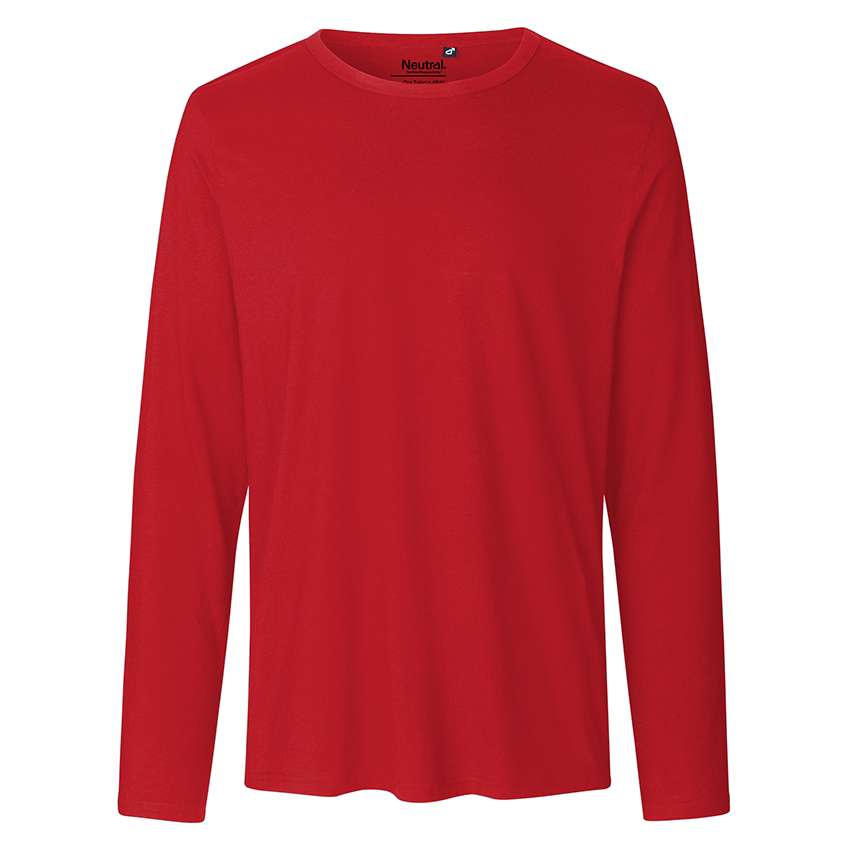 Rotes langärmeliges T‑Shirt mit Rundhalsausschnitt, Vorderansicht