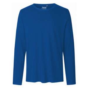 Einfarbiges royalblaues Langarmshirt mit Rundhalsausschnitt