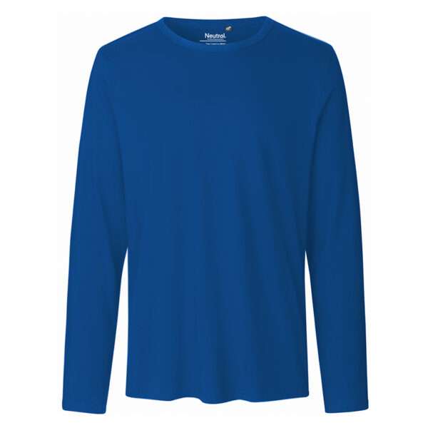 Einfarbiges royalblaues Langarmshirt mit Rundhalsausschnitt