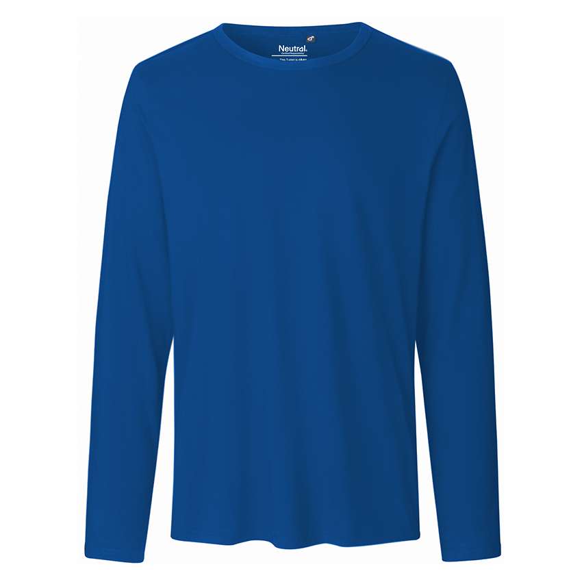Einfarbiges royalblaues Langarmshirt mit Rundhalsausschnitt