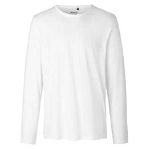 Weißes, langärmliges Basic-T-Shirt mit Rundhalsausschnitt