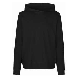 Schwarzer Kapuzenpullover mit langen Ärmeln, schlichtes Design