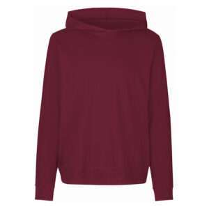 Einfarbiger bordeauxroter Kapuzenpullover ohne Aufdruck, Vorderansicht