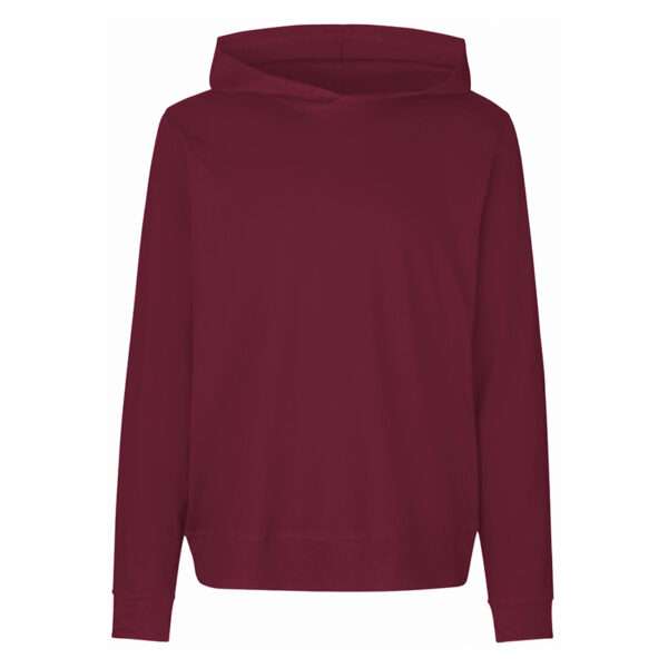 Einfarbiger bordeauxroter Kapuzenpullover ohne Aufdruck, Vorderansicht