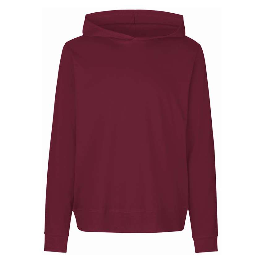 Einfarbiger bordeauxroter Kapuzenpullover ohne Aufdruck, Vorderansicht